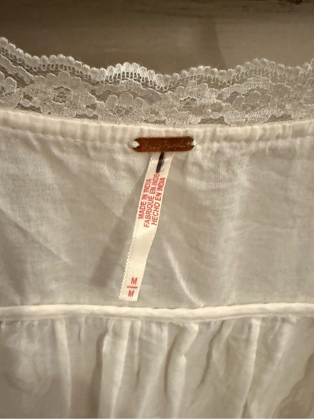 Free People Cream Lace-Trim Peasant Blouse - Picture 12 of 13